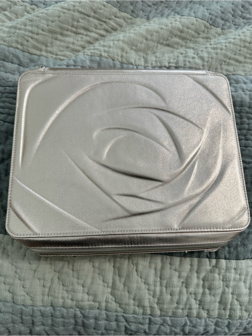 Lancome Women's Cosmetic Travel Case - Metallic Rose Embossed